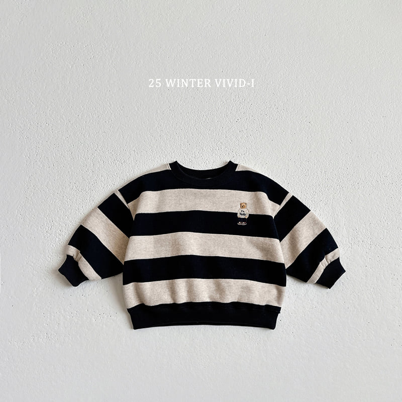 Vivid I - Korean Children Fashion - #littlefashionista - Fleece Wide Stripe Sweatshirt - 6