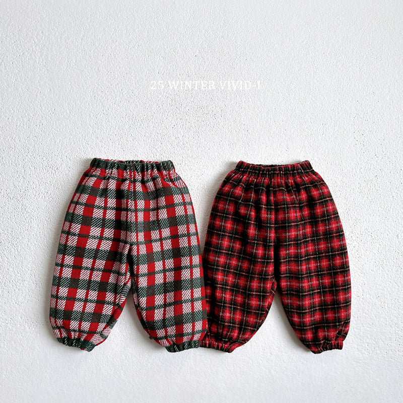 Vivid I - Korean Children Fashion - #littlefashionista - Check Fleece Jogger Pants - 3