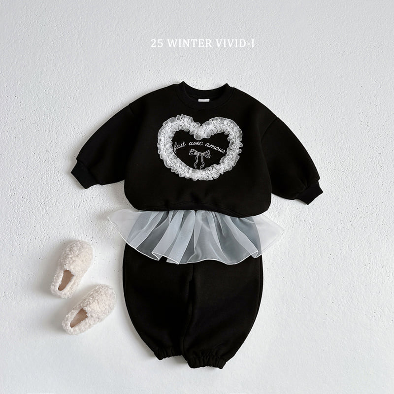 Vivid I - Korean Children Fashion - #littlefashionista - Lace Heart Fleece Sweatshirt - 12