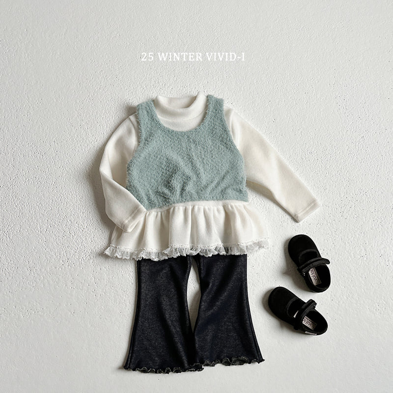 Vivid I - Korean Children Fashion - #littlefashionista - Frill Mock Neck Tee - 6