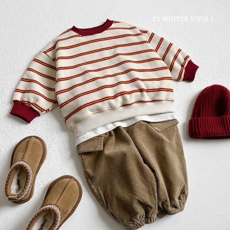 Vivid I - Korean Children Fashion - #littlefashionista - Striped Peach Fleece Set - 11