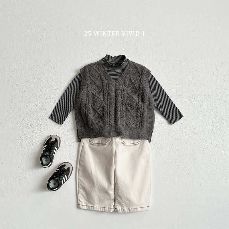 Vivid I - Korean Children Fashion - #littlefashionista - Cable Knit Vest - 10