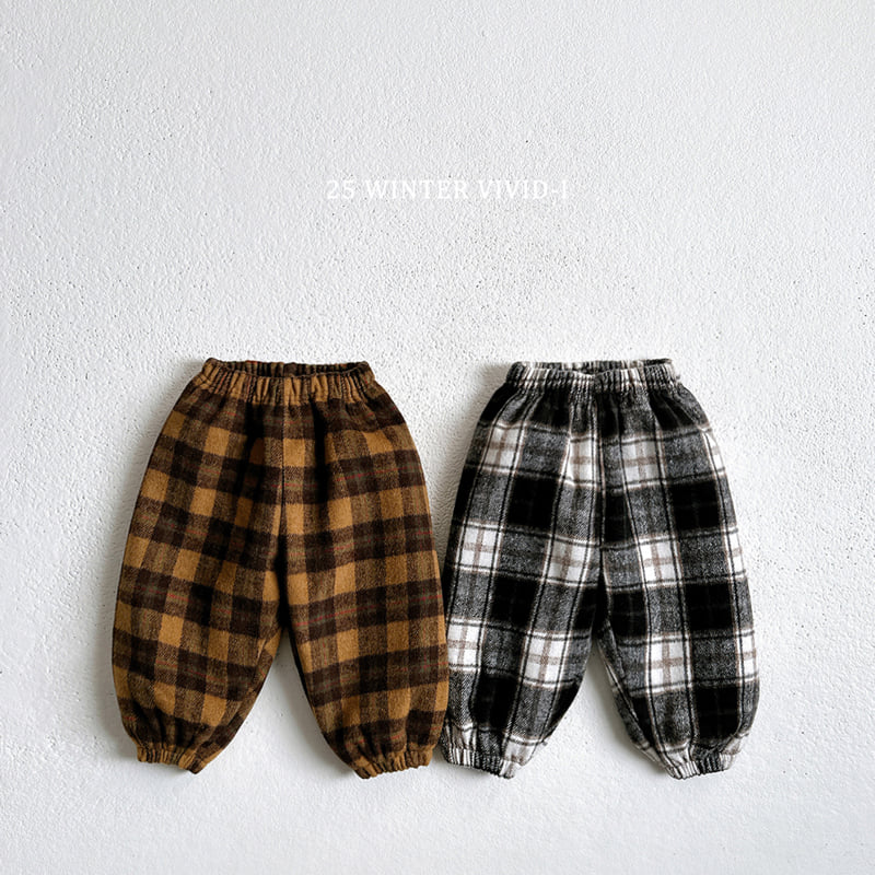 Vivid I - Korean Children Fashion - #littlefashionista - Check Fleece Jogger Pants - 4