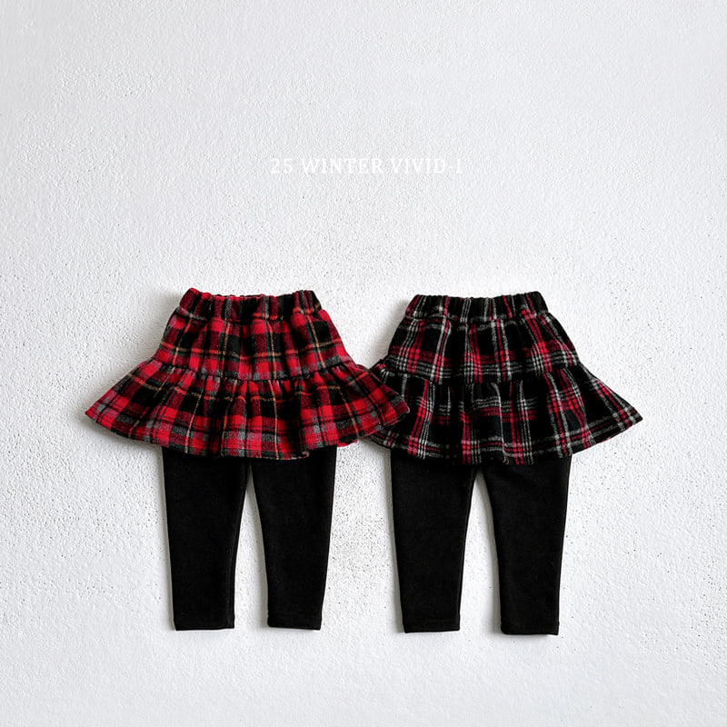 Vivid I - Korean Children Fashion - #minifashionista - Check Skirt Leggings