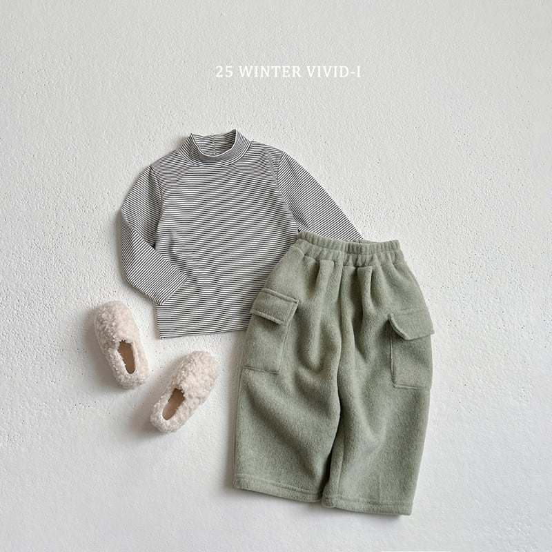 Vivid I - Korean Children Fashion - #minifashionista - Fleece Stripe Turtleneck Tee - 10