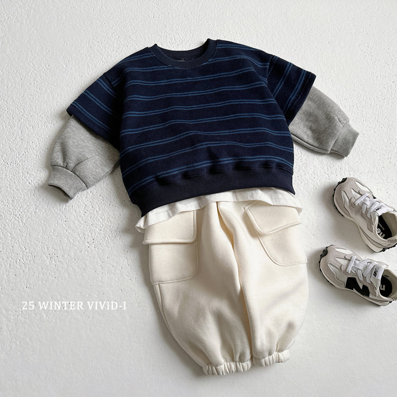 Vivid I - Korean Children Fashion - #prettylittlegirls - Stripe Combo Sweatshirt - 10