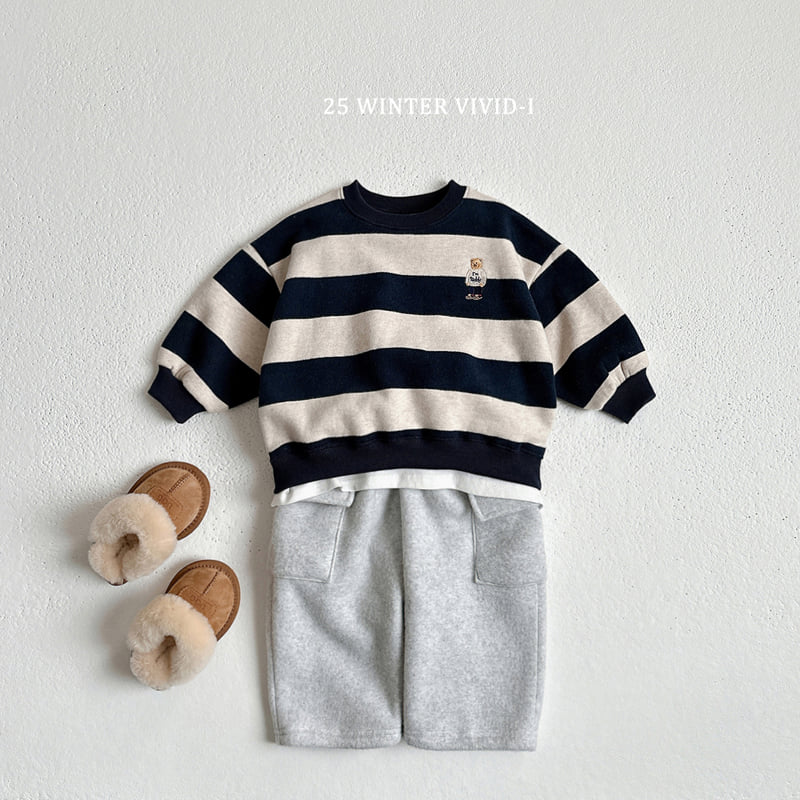 Vivid I - Korean Children Fashion - #prettylittlegirls - Fleece Wide Stripe Sweatshirt - 9