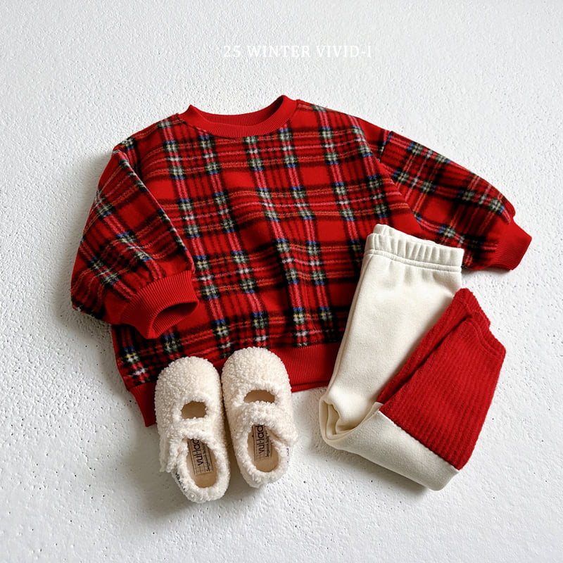 Vivid I - Korean Children Fashion - #prettylittlegirls - Fleece Check Sweatshirt - 9