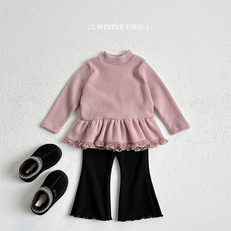 Vivid I - Korean Children Fashion - #prettylittlegirls - Frill Mock Neck Tee - 9