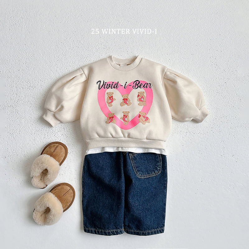 Vivid I - Korean Children Fashion - #prettylittlegirls - Heart Puff Fleece Sweatshirt - 8