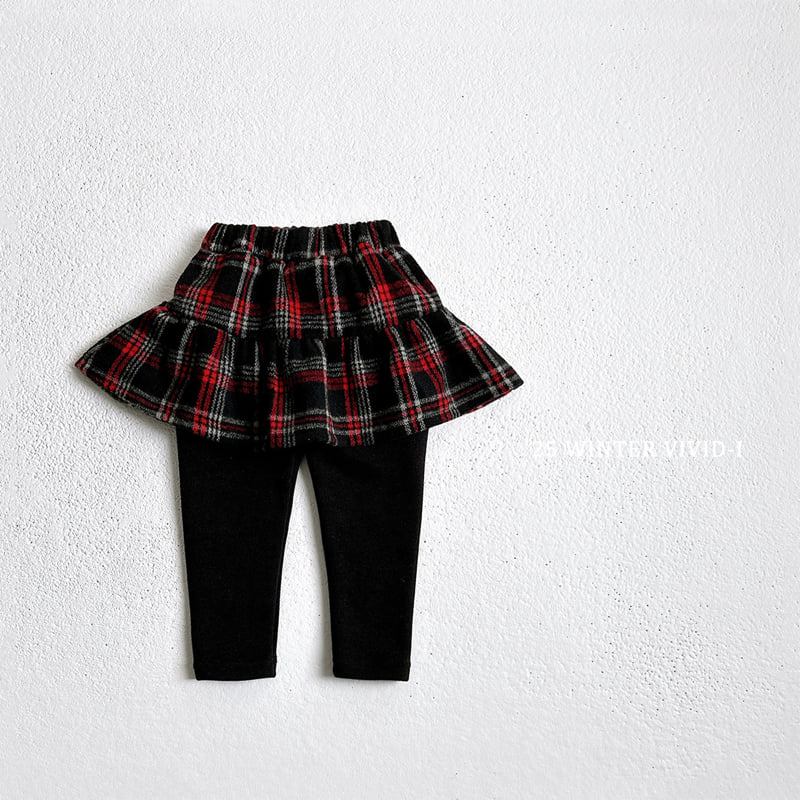 Vivid I - Korean Children Fashion - #stylishchildhood - Check Skirt Leggings - 5