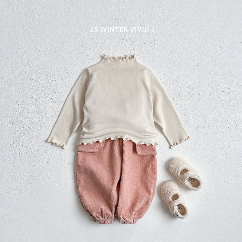 Vivid I - Korean Children Fashion - #todddlerfashion - Peach Fleece Wave Tee - 8