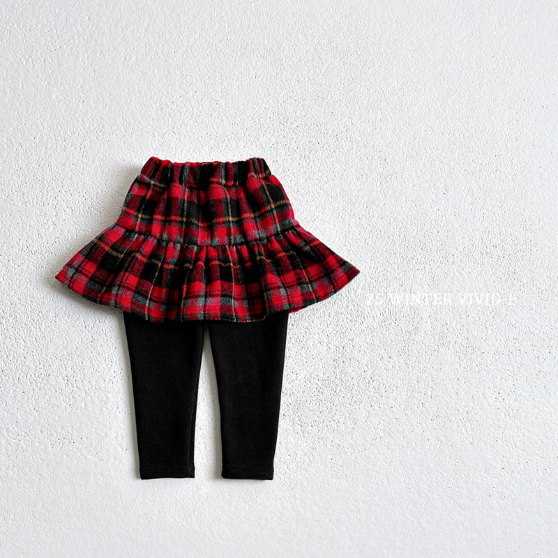 Vivid I - Korean Children Fashion - #todddlerfashion - Check Skirt Leggings - 4