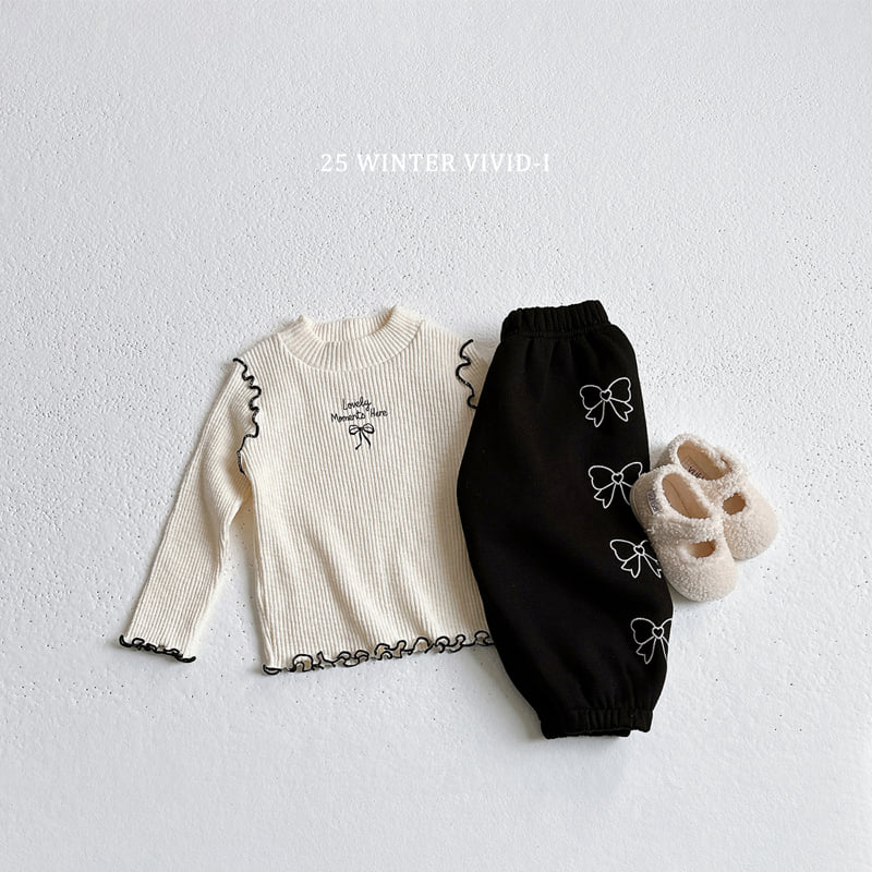 Vivid I - Korean Children Fashion - #toddlerclothing - Ribbon Embroidery Jogger Pants - 12