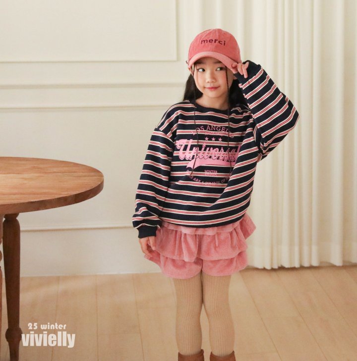 Vivielly - Korean Children Fashion - #kidsshorts - Stripe Sweatshirt - 8