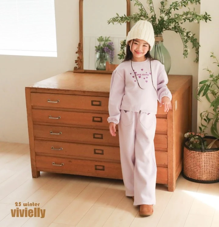 Vivielly - Korean Children Fashion - #littlefashionista - Heart Wide Pants - 4