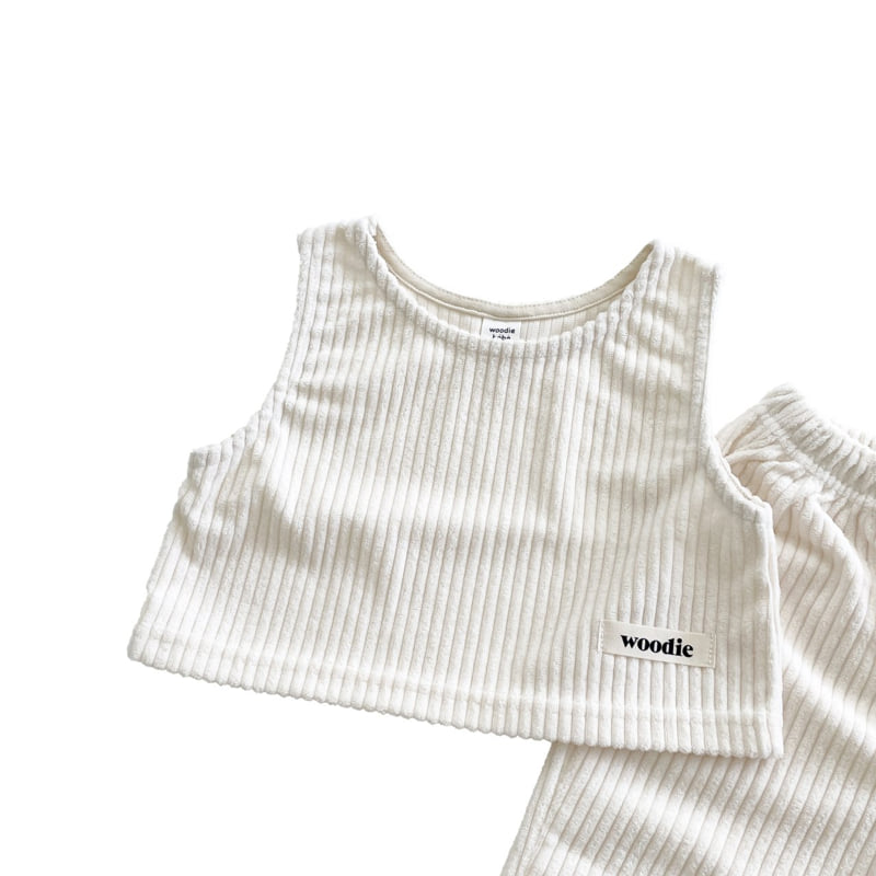 Woodie - Korean Children Fashion - #childrensboutique - Corduroy Vest Set - 3