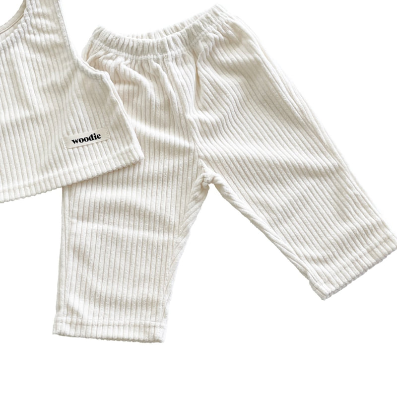 Woodie - Korean Children Fashion - #childrensboutique - Corduroy Vest Set - 4