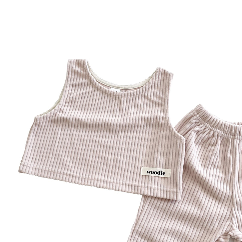 Woodie - Korean Children Fashion - #fashionkids - Corduroy Vest Set - 6