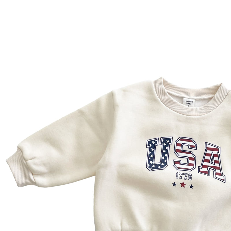Woodie - Korean Children Fashion - #kidsstore - USA Sweatshirt - 3