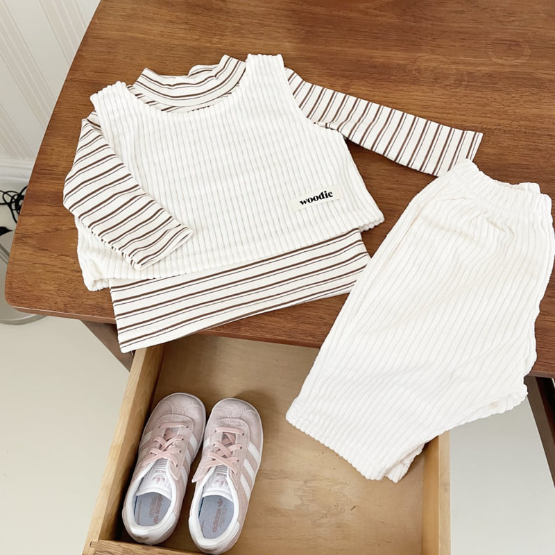 Woodie - Korean Children Fashion - #kidzfashiontrend - Corduroy Vest Set - 9