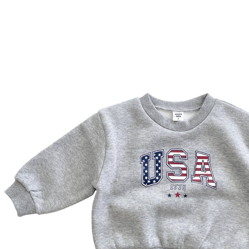 Woodie - Korean Children Fashion - #littlefashionista - USA Sweatshirt - 6
