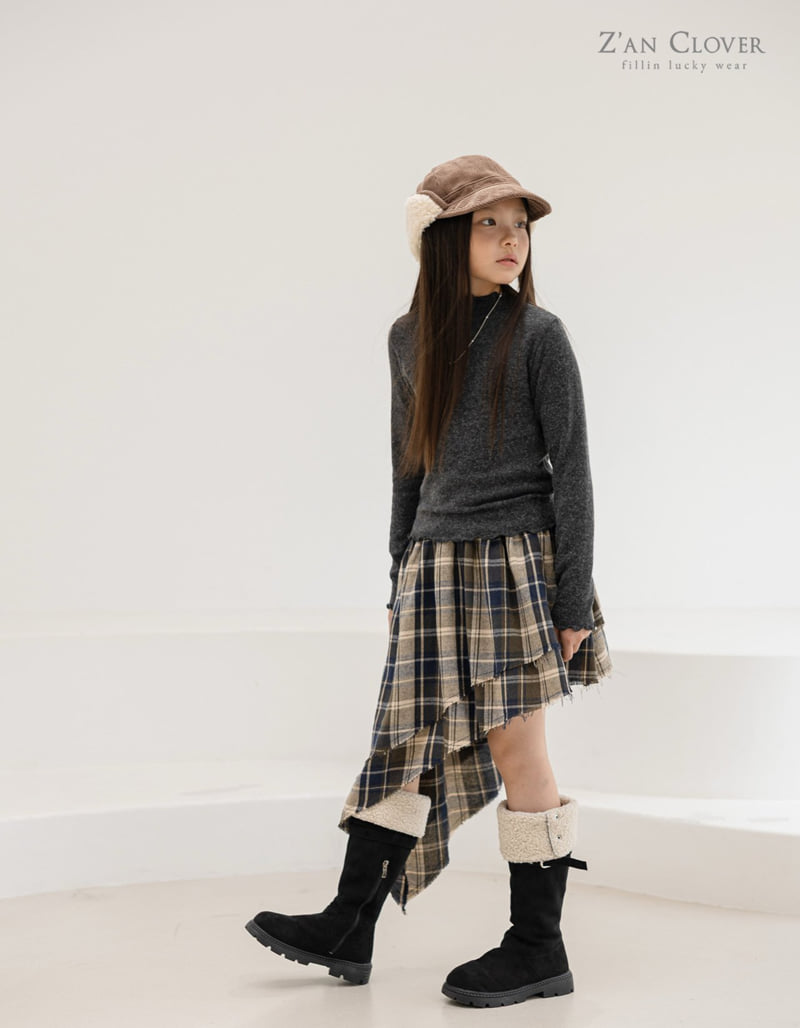 Zan Clover - Korean Children Fashion - #Kfashion4kids - Check Unbalanced Skirt - 10
