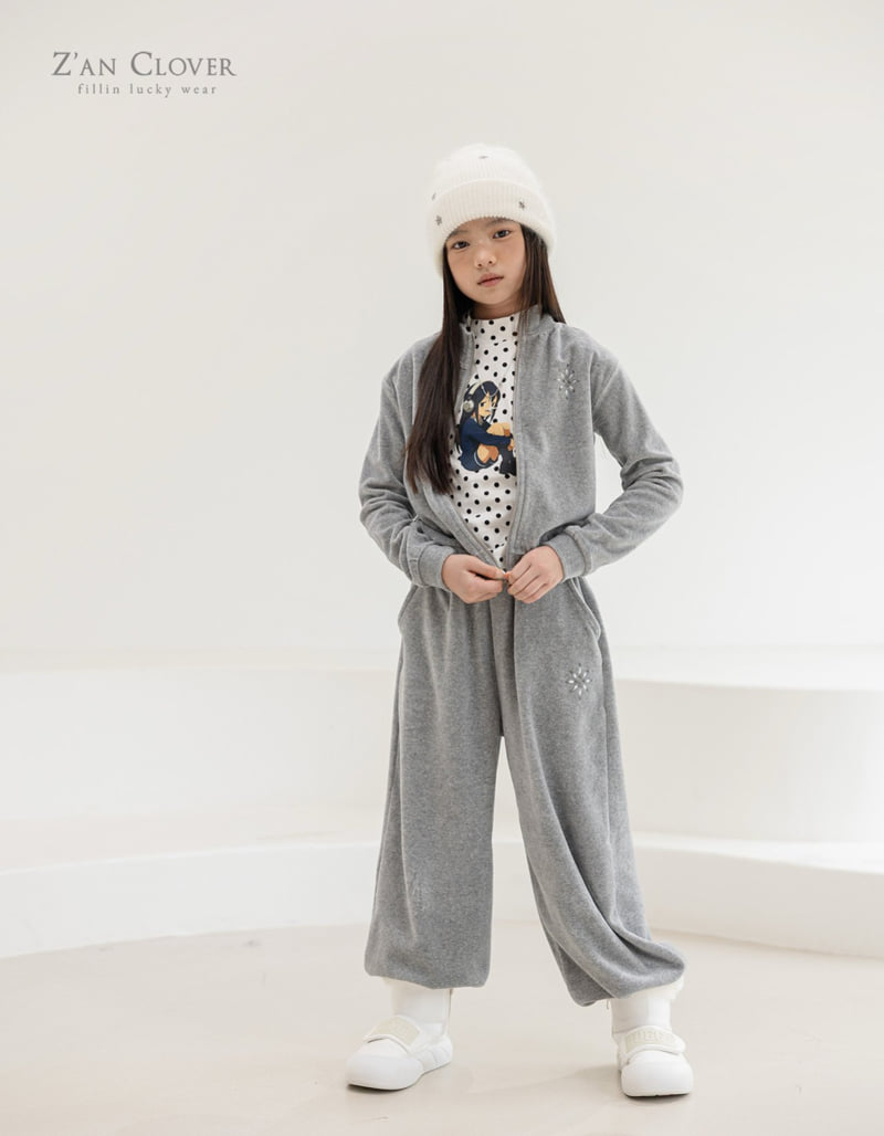 Zan Clover - Korean Children Fashion - #Kfashion4kids - Velour Snow Zip-Up - 11