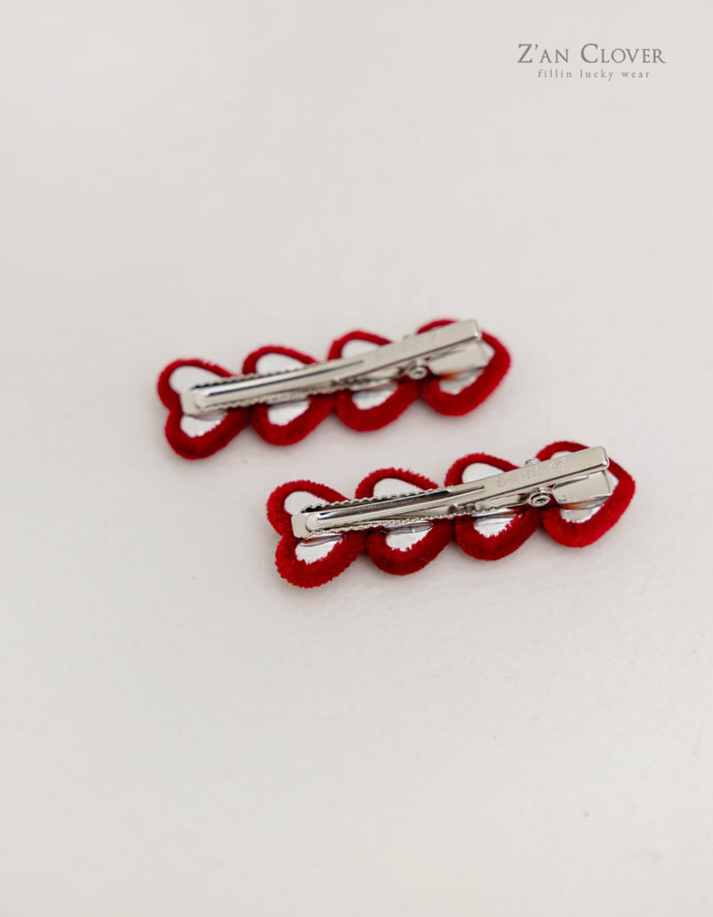 Zan Clover - Korean Children Fashion - #childofig - Velour Heart Hair Clip - 9