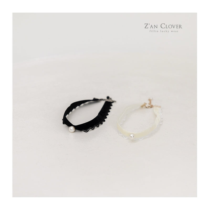Zan Clover - Korean Children Fashion - #childrensboutique - Velour Pearl Necklace