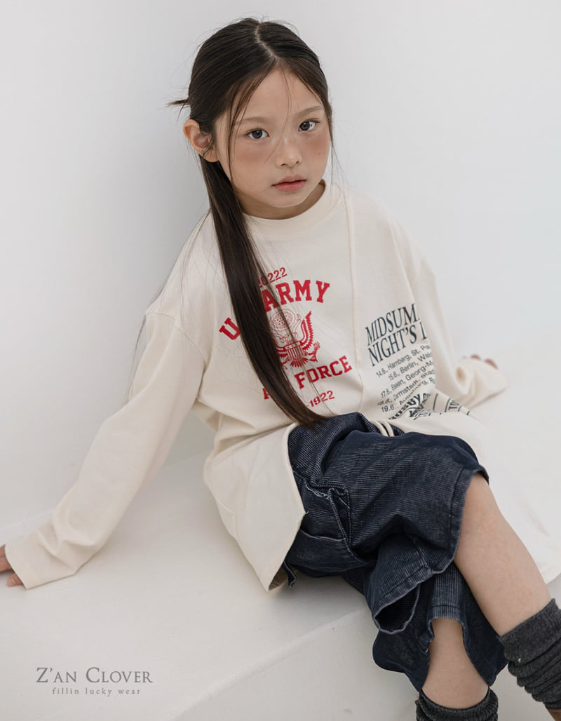 Zan Clover - Korean Children Fashion - #childrensboutique - Vintage Unbalanced Long Tee - 5