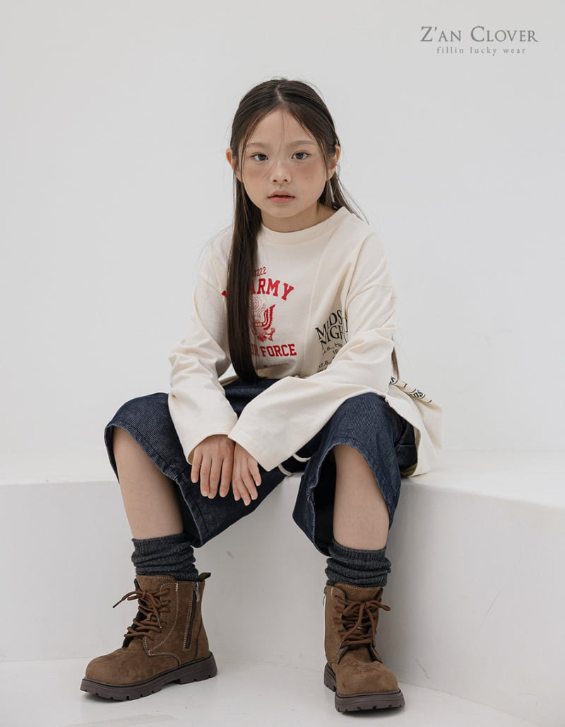 Zan Clover - Korean Children Fashion - #designkidswear - Vintage Unbalanced Long Tee - 6
