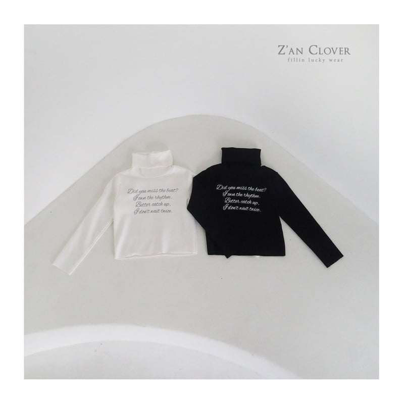 Zan Clover - Korean Children Fashion - #discoveringself - Lettering Turtleneck Tee