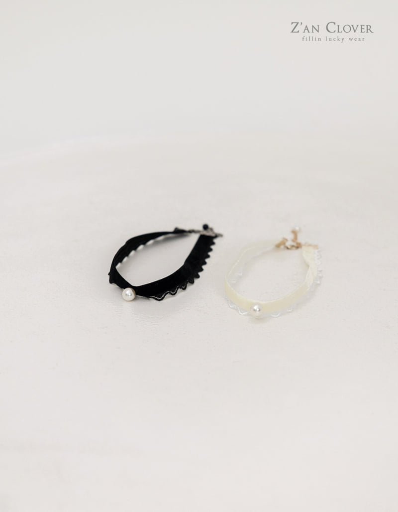 Zan Clover - Korean Children Fashion - #discoveringself - Velour Pearl Necklace - 4