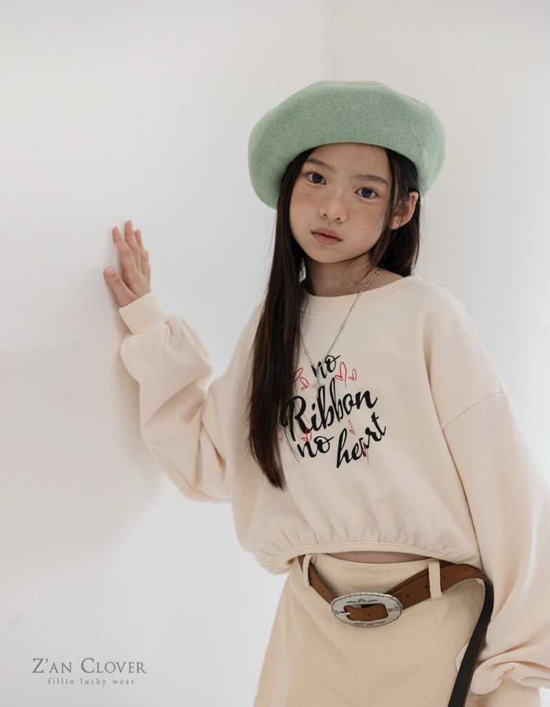 Zan Clover - Korean Children Fashion - #kidsshorts - Cropped Heart Sweatshirt - 8