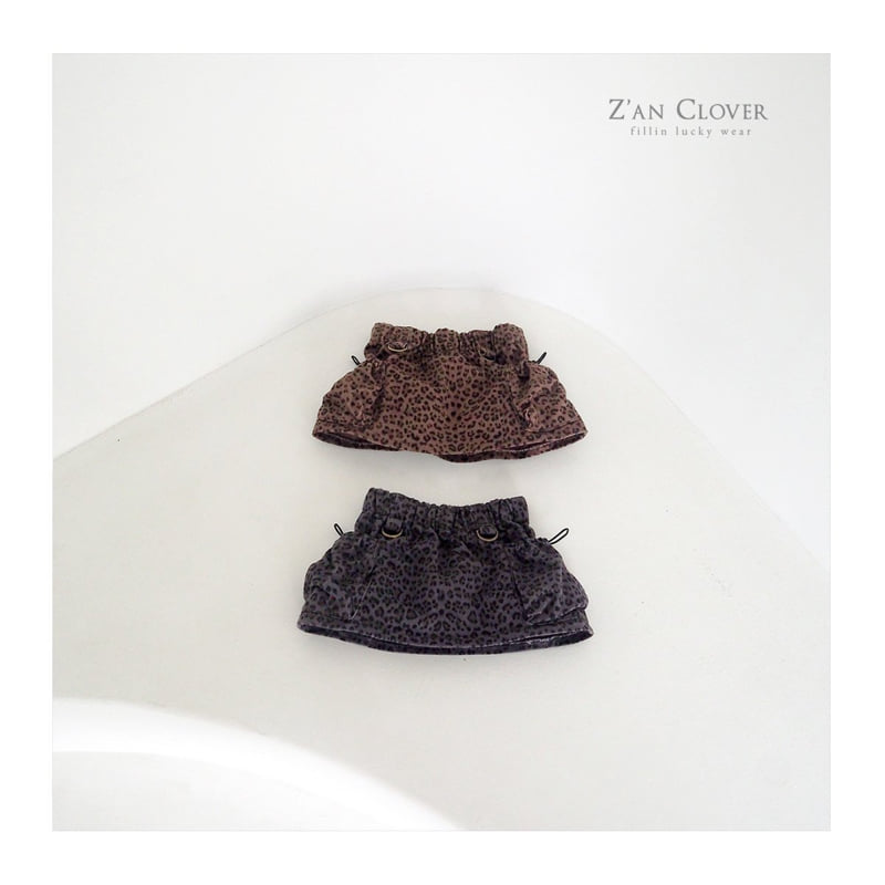 Zan Clover - Korean Children Fashion - #kidsshorts - Leopard String Skirt