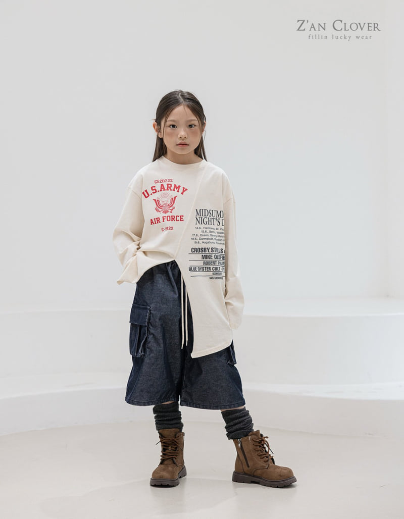 Zan Clover - Korean Children Fashion - #kidsshorts - Vintage Unbalanced Long Tee - 9