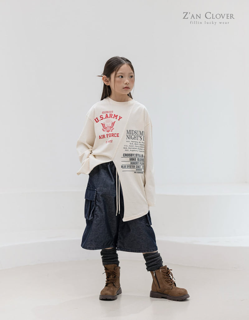 Zan Clover - Korean Children Fashion - #kidsstore - Vintage Unbalanced Long Tee - 10