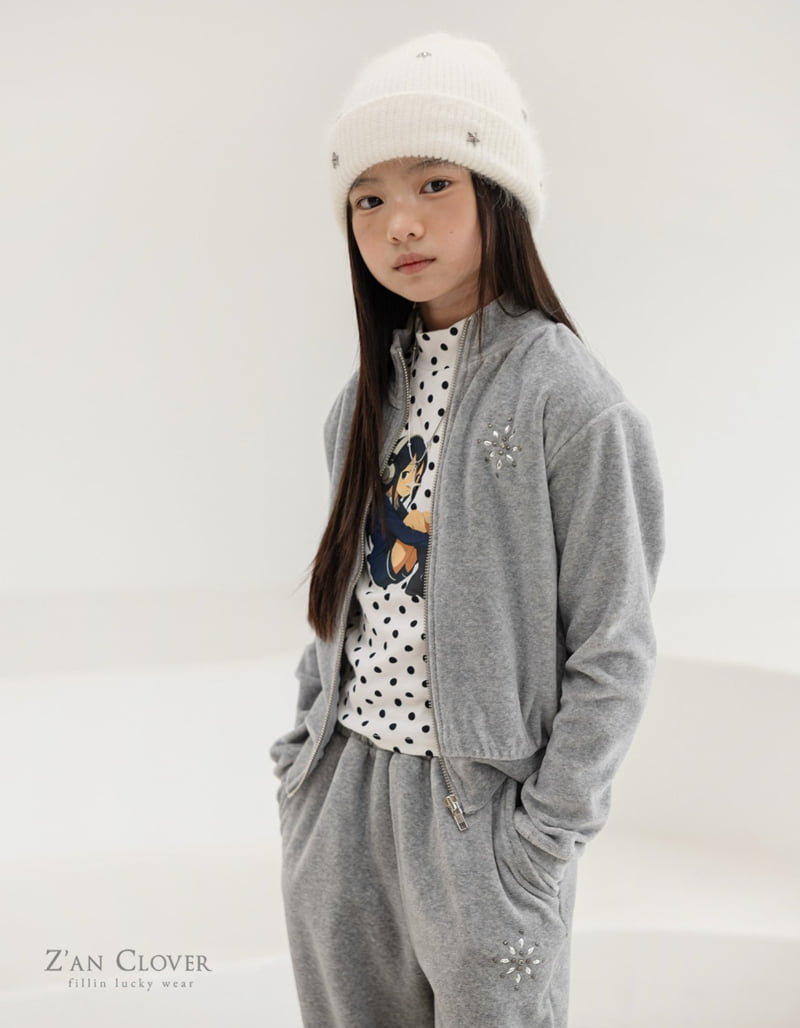 Zan Clover - Korean Children Fashion - #kidzfashiontrend - Velour Snow Zip-Up - 10