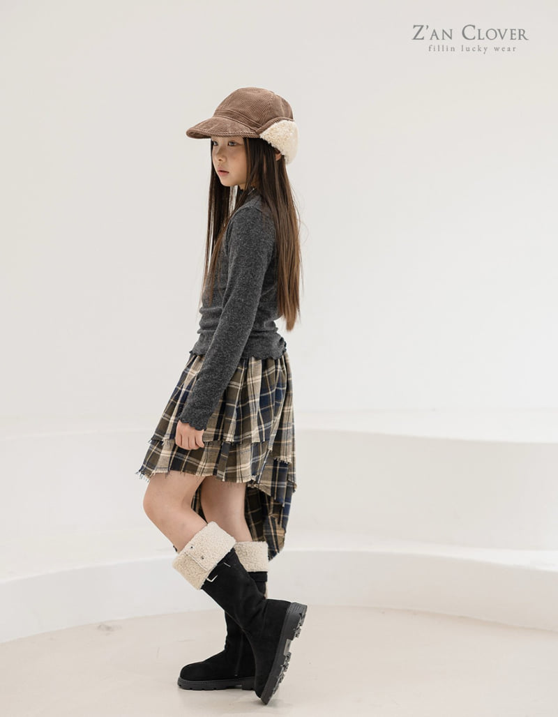Zan Clover - Korean Children Fashion - #littlefashionista - Check Unbalanced Skirt - 11