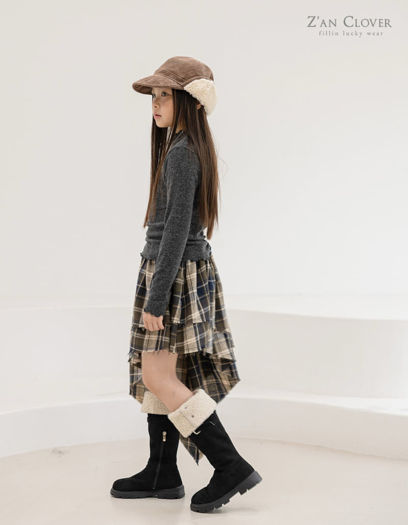 Zan Clover - Korean Children Fashion - #magicofchildhood - Check Unbalanced Skirt - 12