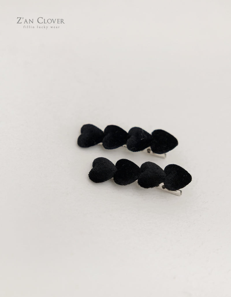 Zan Clover - Korean Children Fashion - #magicofchildhood - Velour Heart Hair Clip - 6
