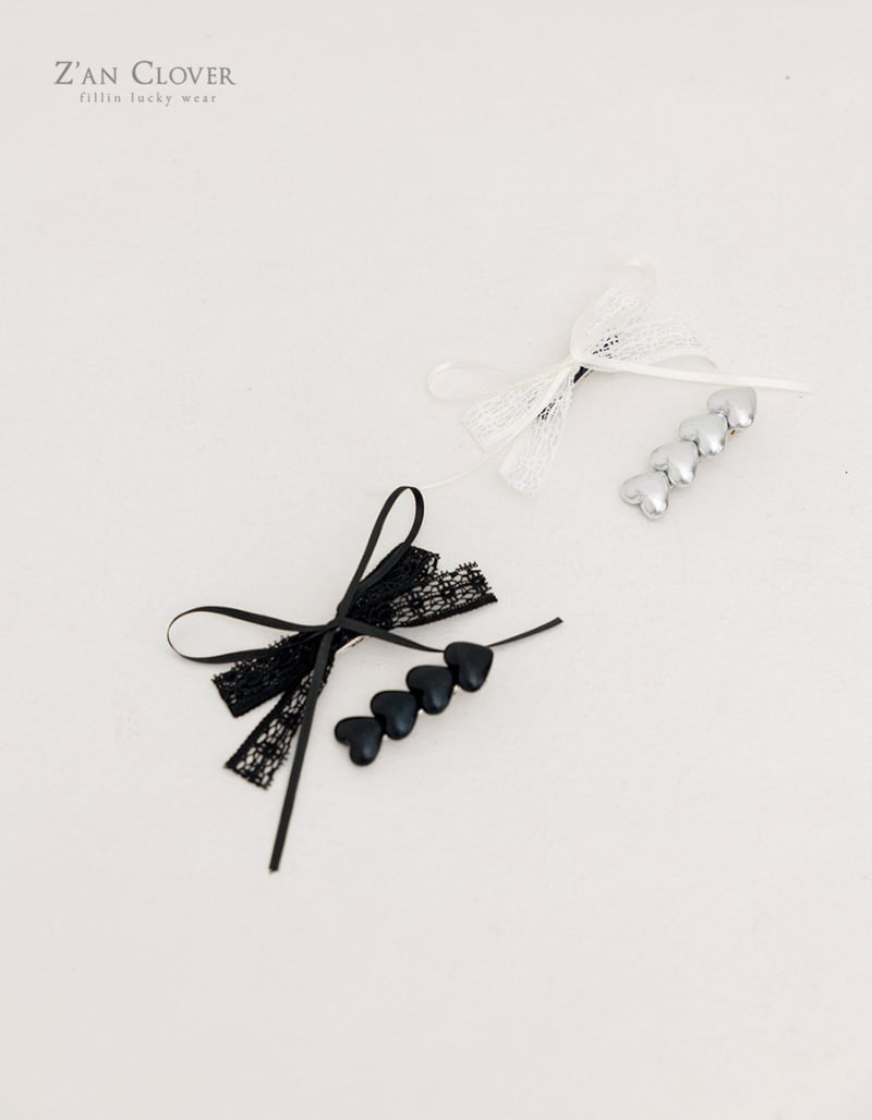 Zan Clover - Korean Children Fashion - #minifashionista - Heart Ribbon Hair Clip - 3