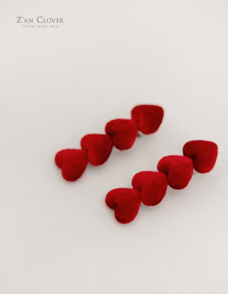 Zan Clover - Korean Children Fashion - #prettylittlegirls - Velour Heart Hair Clip - 8