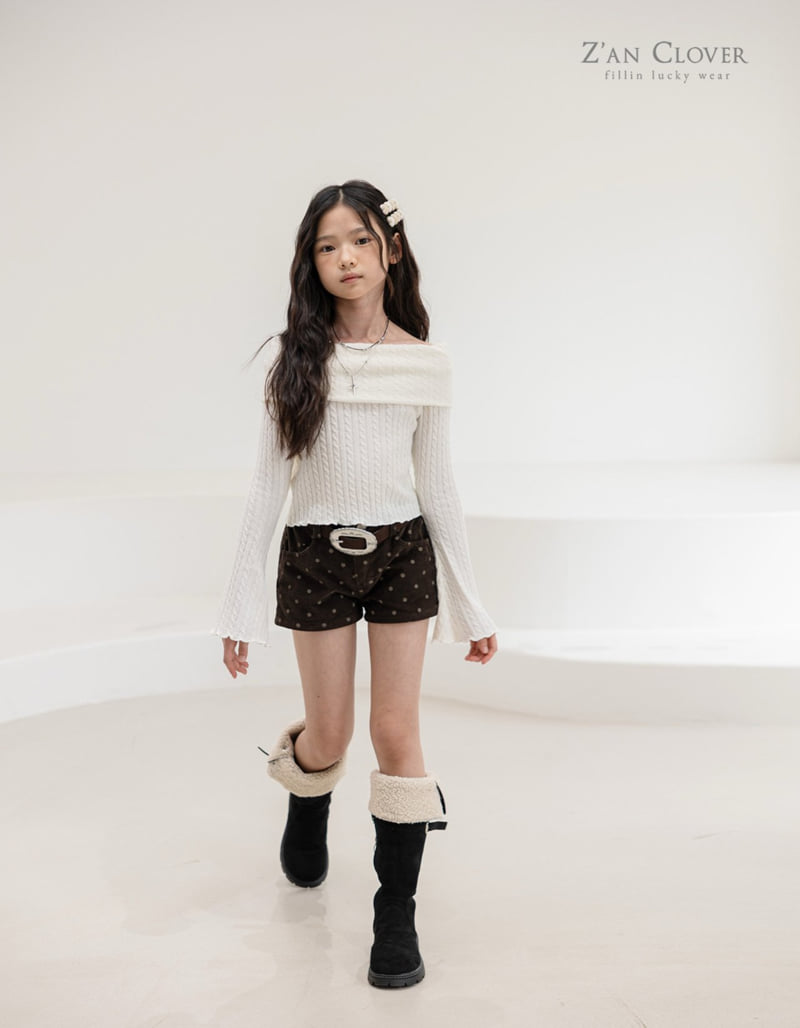 Zan Clover - Korean Children Fashion - #prettylittlegirls - Corduroy Dot Short Pants - 10