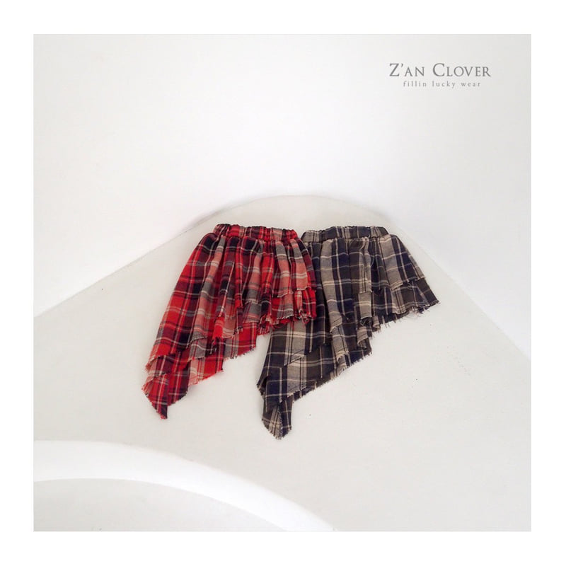 Zan Clover - Korean Children Fashion - #stylishchildhood - Check Unbalanced Skirt