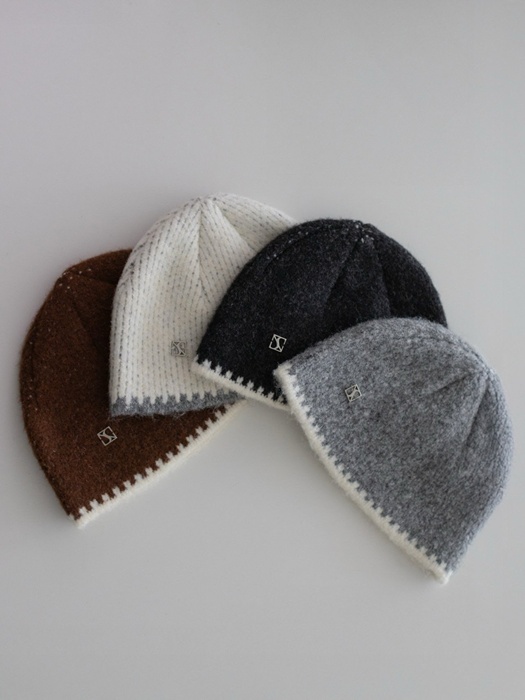 Two Tone Wool Symbol Knit Beanie Two Tone Wool Symbol Knit Beanie