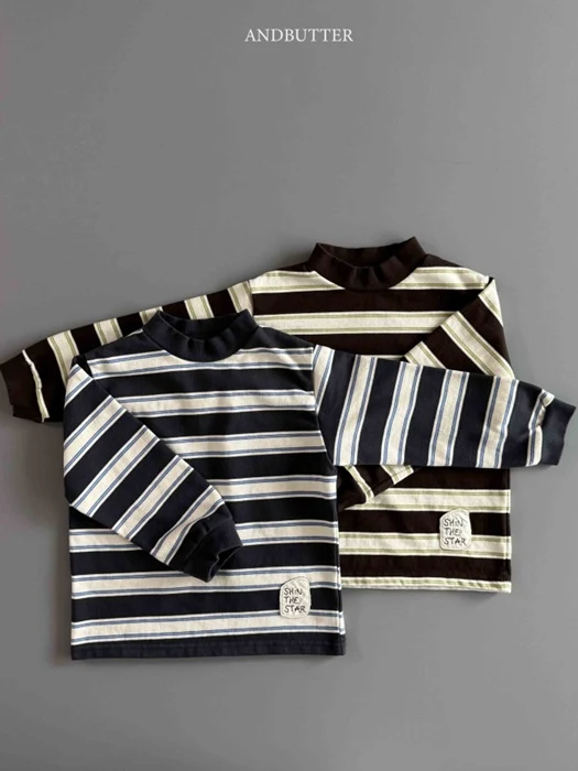 Stripe Patch Turtleneck Tee