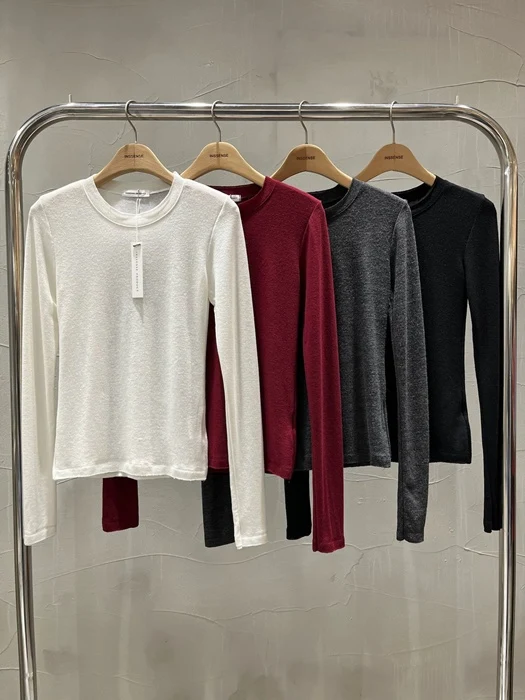 Raw Edge Wool Slim Long Sleeve Tee