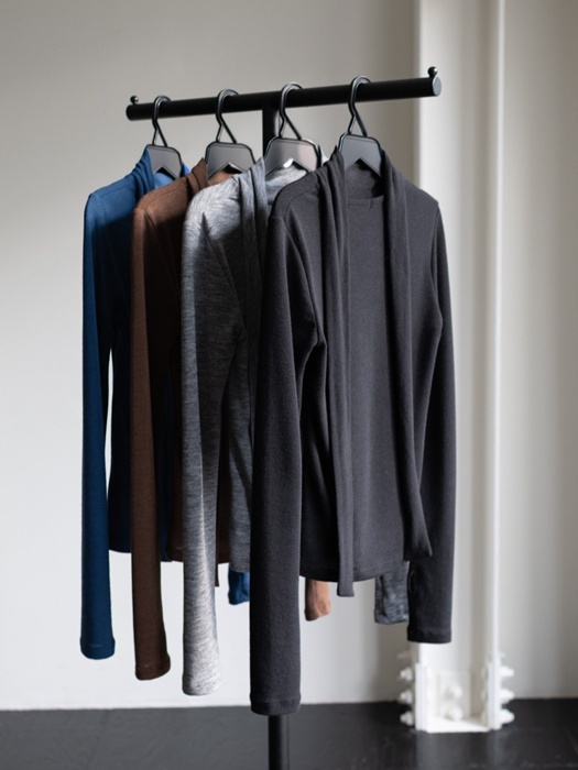 High Neck Tie Detail Warmer Tee